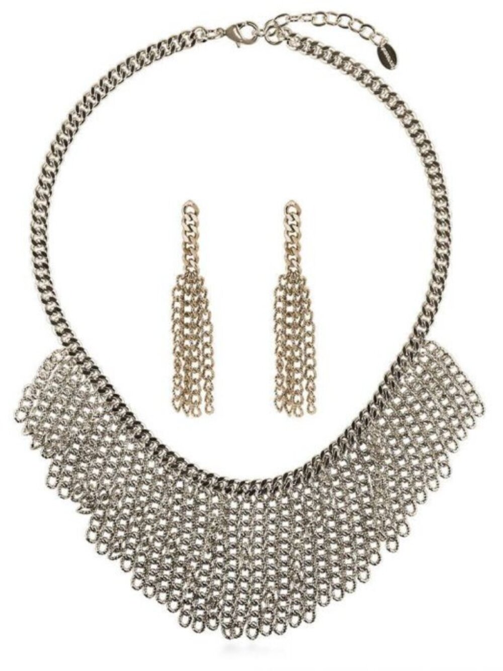 ✨ Bronze-Tone Fringe Necklace & Earrings Set ✨